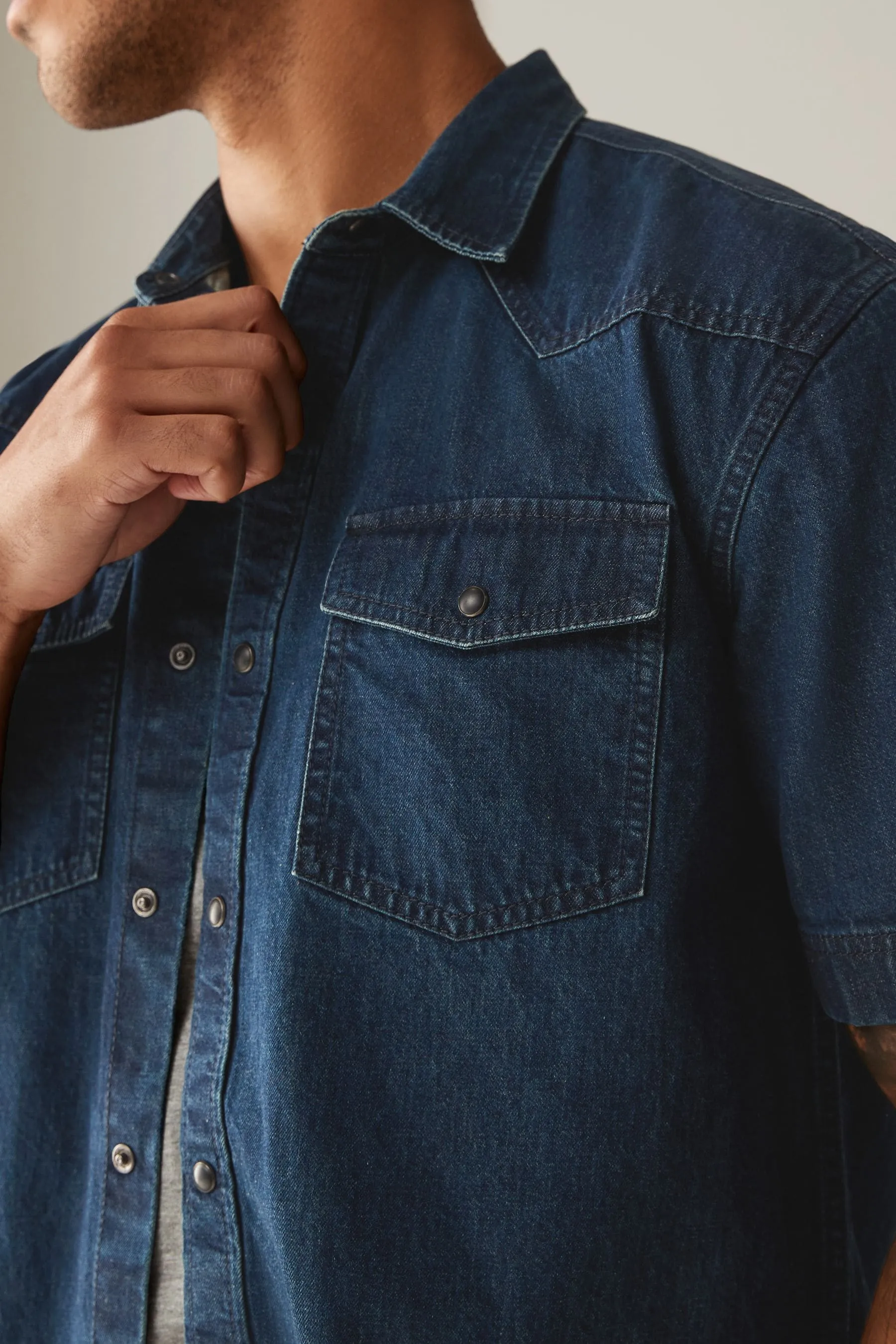 100% Cotton Short Sleeve Denim Western Shirt    