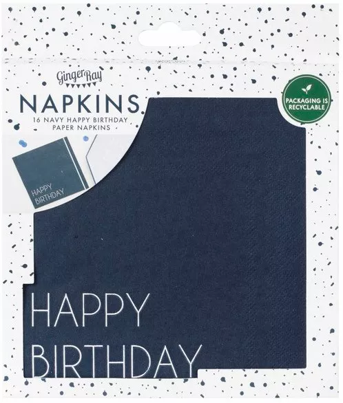 16 tovaglioli ecologici Happy Birthday blu