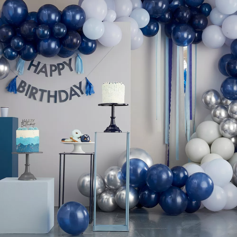 16 tovaglioli ecologici Happy Birthday blu