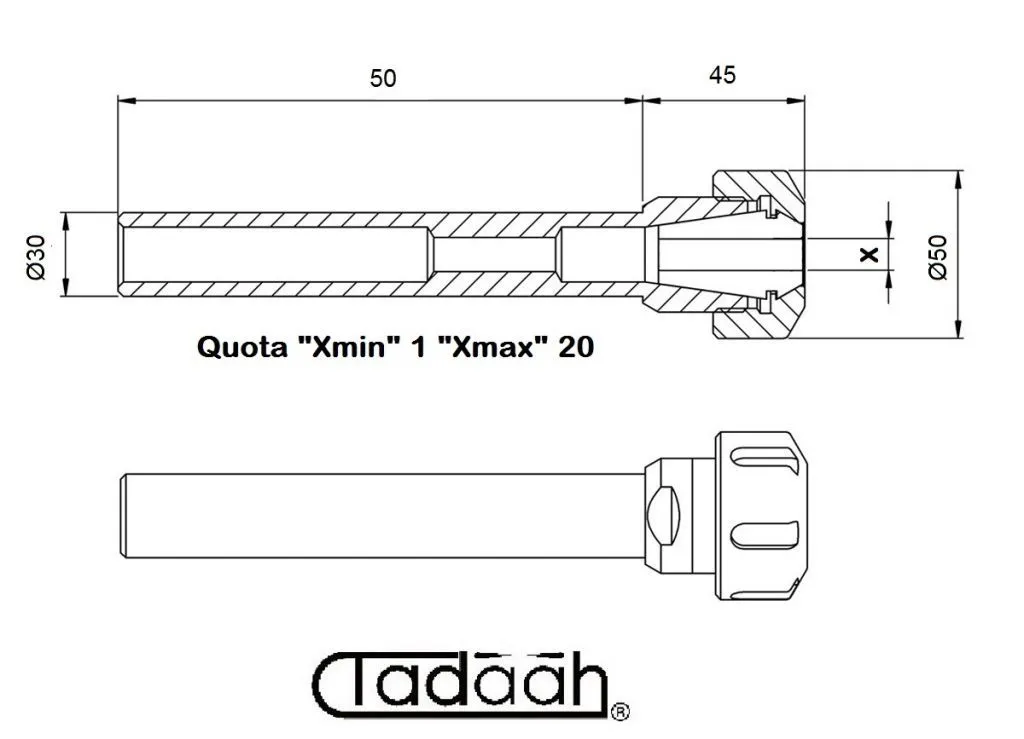 160ER32ST Mandrini porta pinza ER32 con ghiera tipo "STANDARD"  DIN 6499 