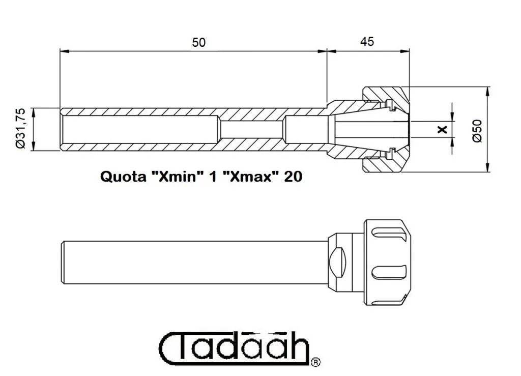 160ER32ST Mandrini porta pinza ER32 con ghiera tipo "STANDARD"  DIN 6499 