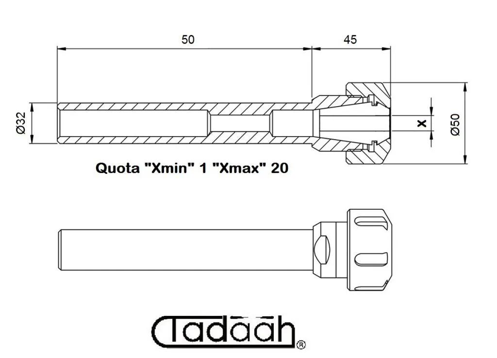 160ER32ST Mandrini porta pinza ER32 con ghiera tipo "STANDARD"  DIN 6499 