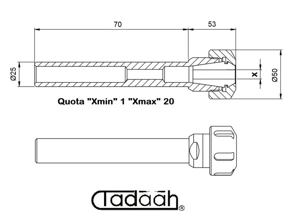 160ER32ST Mandrini porta pinza ER32 con ghiera tipo "STANDARD"  DIN 6499 