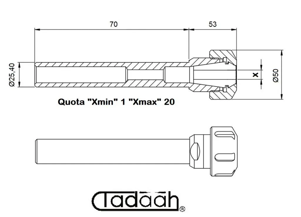 160ER32ST Mandrini porta pinza ER32 con ghiera tipo "STANDARD"  DIN 6499 