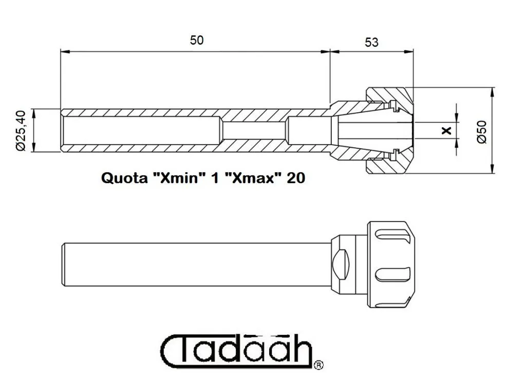 160ER32ST Mandrini porta pinza ER32 con ghiera tipo "STANDARD"  DIN 6499 
