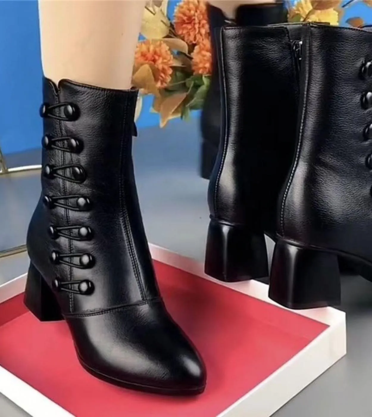 2022 Autunno E Inverno Nuova Pelle Con Tacco Alto Piccoli Stivaletti Corti Delle Donne Con Tacco Alto Nude Stivali Stivaletti Co