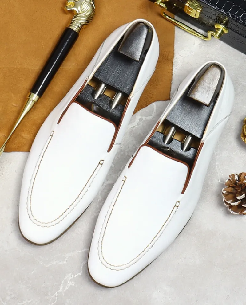 2022 mocassini piatti da uomo di lusso in vera pelle fatti a mano scarpe da ginnastica bianche in morbida pelle scarpe da passeg