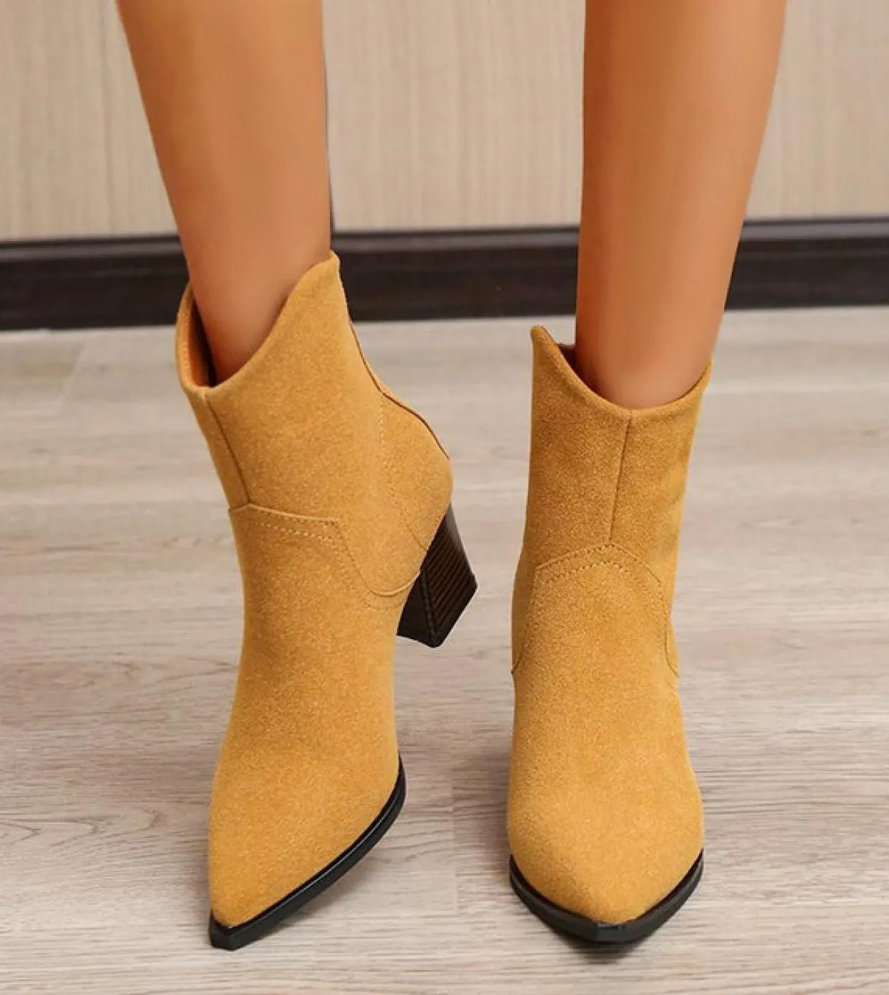 2022 Nuovo Più Il Formato Chunky Tacchi Alti Stivaletti Moda Punta a punta Scarpe Da Donna Retro Neve Calda Stivaletti Botas De