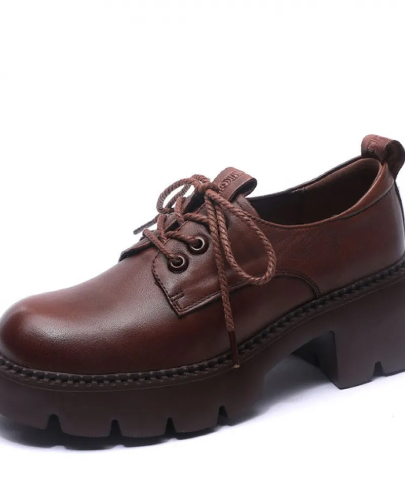 2022 scarpe estive fatte a mano da donna 100 pompe della piattaforma del tacco spesso del cuoio genuino della mucca Donne Casual