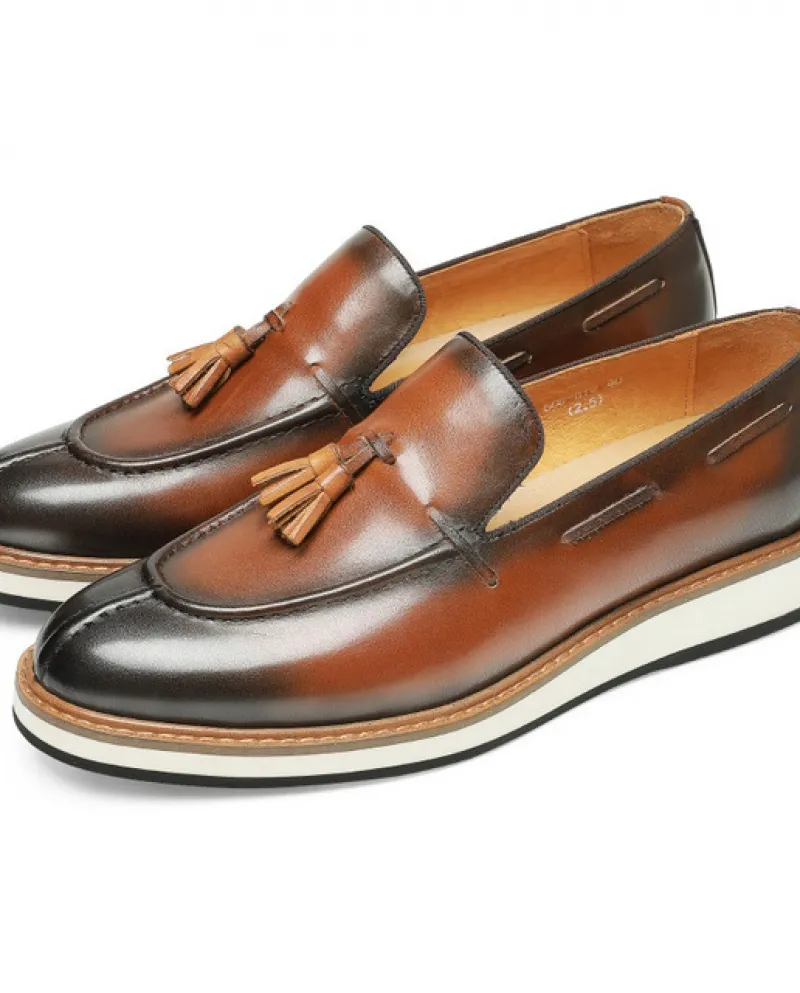 2022 Trend Mocassini Uomo Di Lusso In Vera Pelle Fatti A Mano Scarpe Casual Moda Nappe Slip On Nero Marrone Scarpe Formali Siz