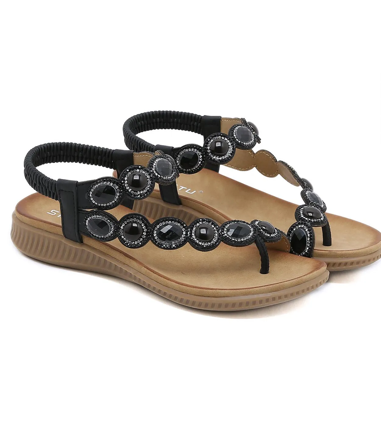 2023 Sandali delle nuove donne Della Boemia Tacco Piatto Scarpe Estive Per La Donna Sandali di Cristallo Mujer Scarpe Da Spiaggi