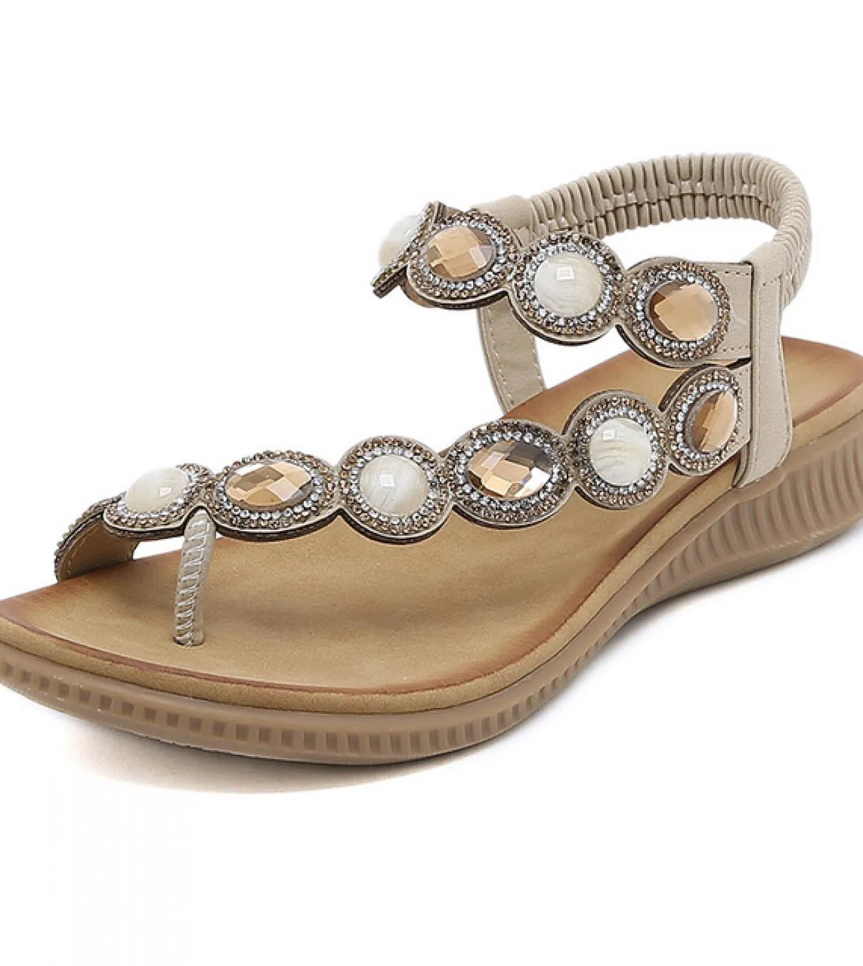 2023 Sandali delle nuove donne Della Boemia Tacco Piatto Scarpe Estive Per La Donna Sandali di Cristallo Mujer Scarpe Da Spiaggi