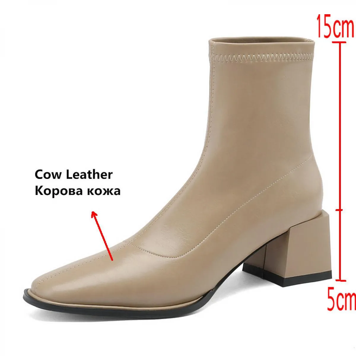 2024 Stivaletti da donna con tacco alto Stivaletti in vera pelle con punta quadrata Scarpe da lavoro Donna Autunno Inverno Tagli
