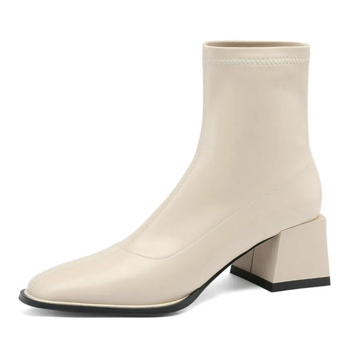 2024 Stivaletti da donna con tacco alto Stivaletti in vera pelle con punta quadrata Scarpe da lavoro Donna Autunno Inverno Tagli