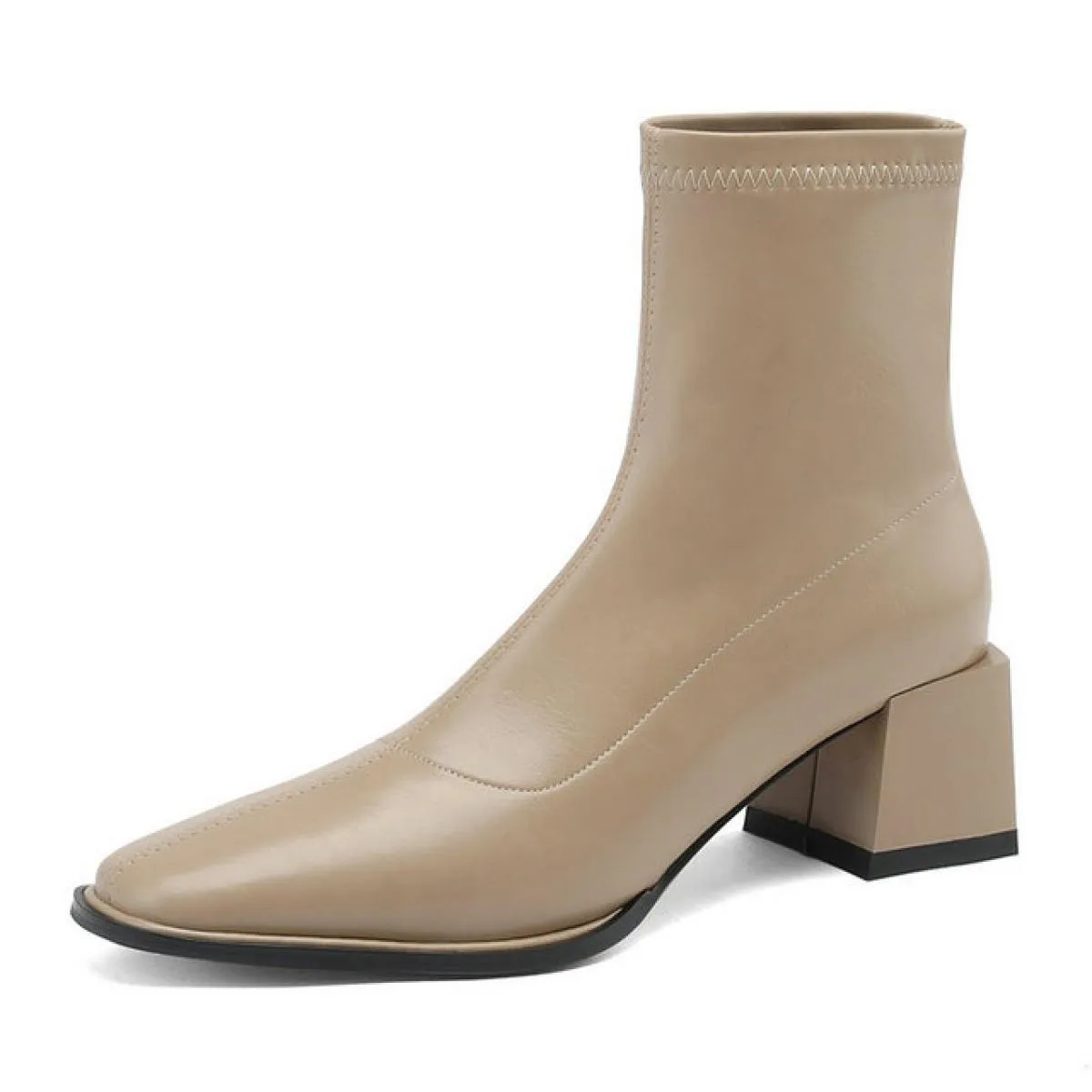 2024 Stivaletti da donna con tacco alto Stivaletti in vera pelle con punta quadrata Scarpe da lavoro Donna Autunno Inverno Tagli