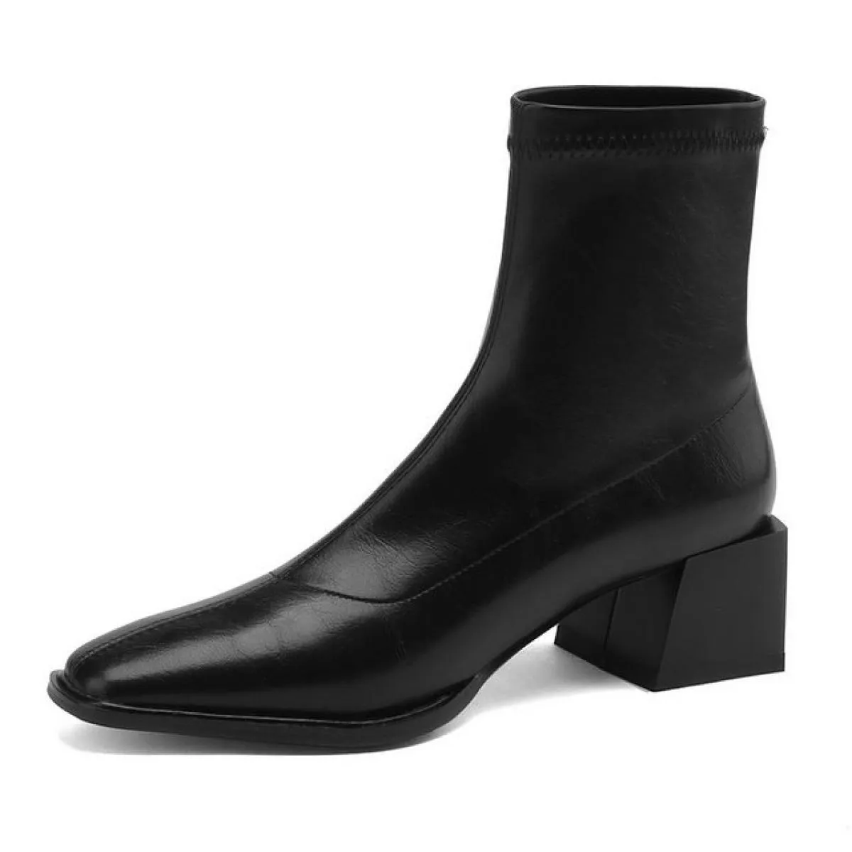 2024 Stivaletti da donna con tacco alto Stivaletti in vera pelle con punta quadrata Scarpe da lavoro Donna Autunno Inverno Tagli