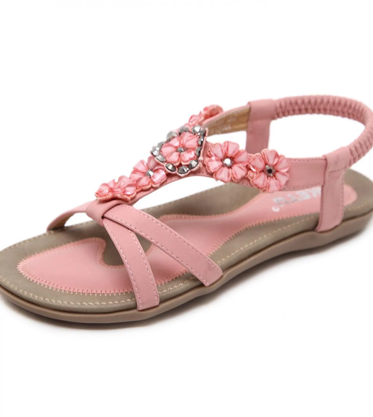 35 36 37 38 39 40 41 42 Scarpe estive da donna New Fashion Sandali con fiori di strass Abito femminile per sandali piatti da don