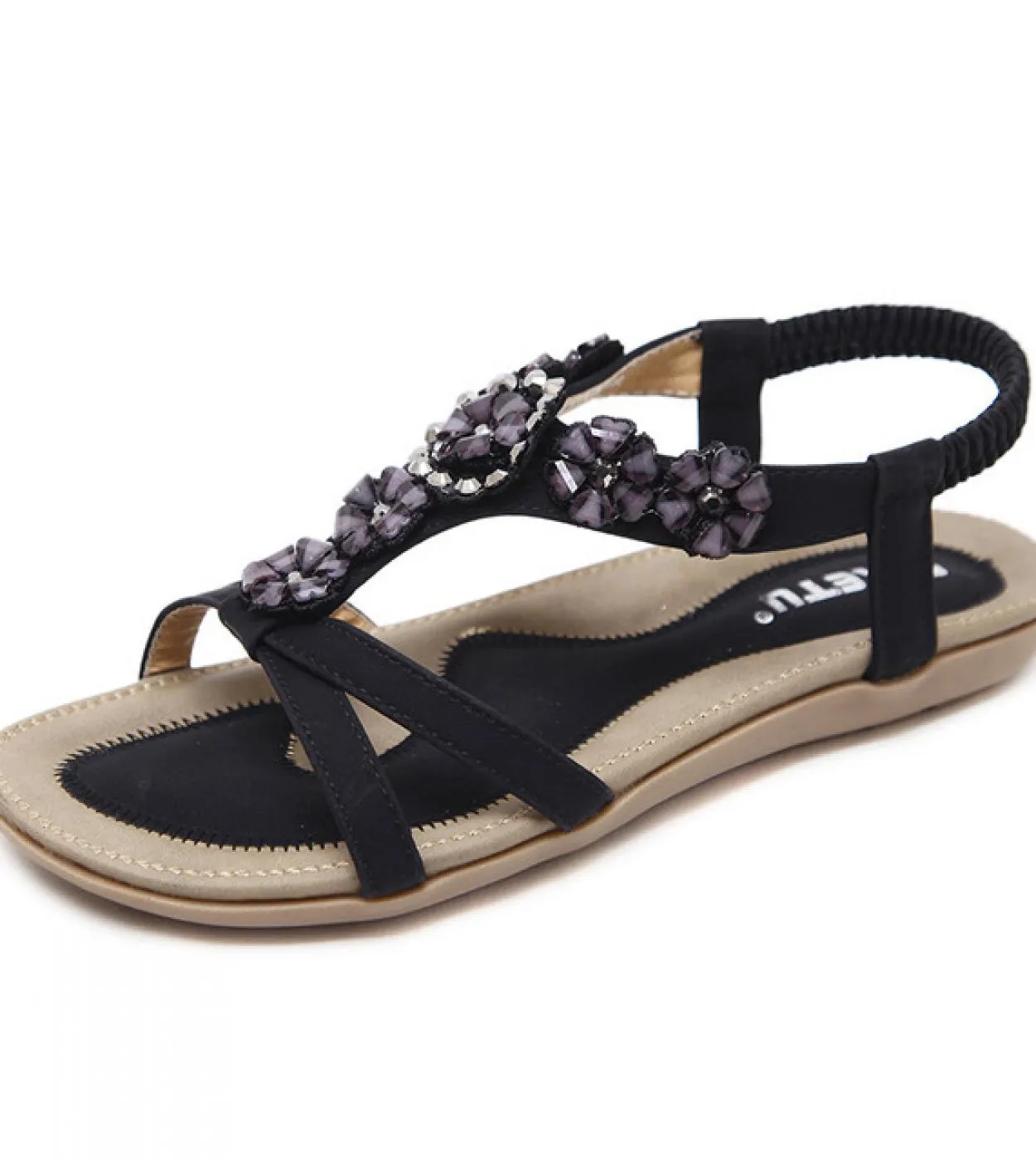 35 36 37 38 39 40 41 42 Scarpe estive da donna New Fashion Sandali con fiori di strass Abito femminile per sandali piatti da don