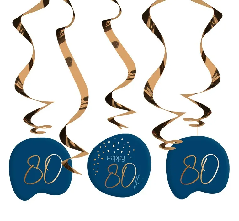 5 spirali 80° compleanno blu