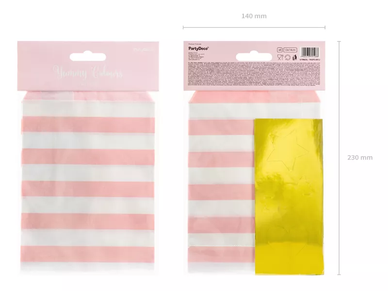 6 sacchetti regalo rosa pastello