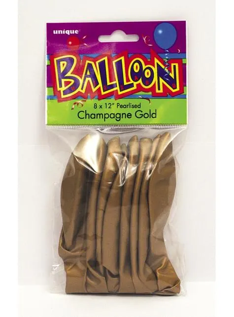 8 palloncini colori dorati metallizzat (30 cm) - Linea Colori Basic