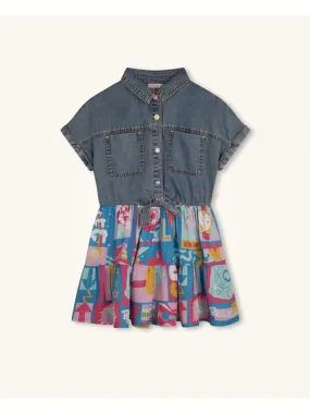 Abito camicia bimateriale Billieblush per bambine