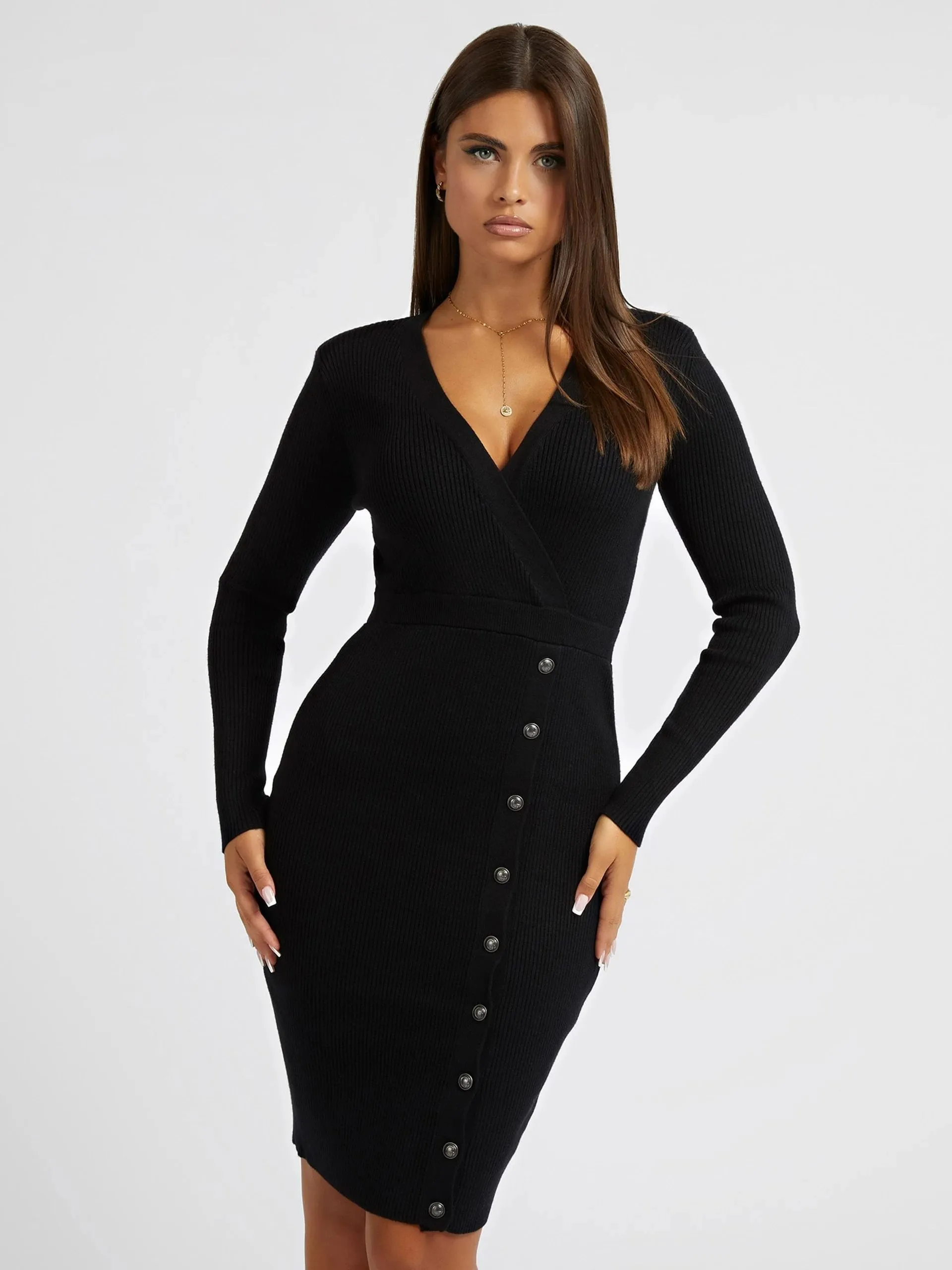 Abito in maglia bottoni frontali guess