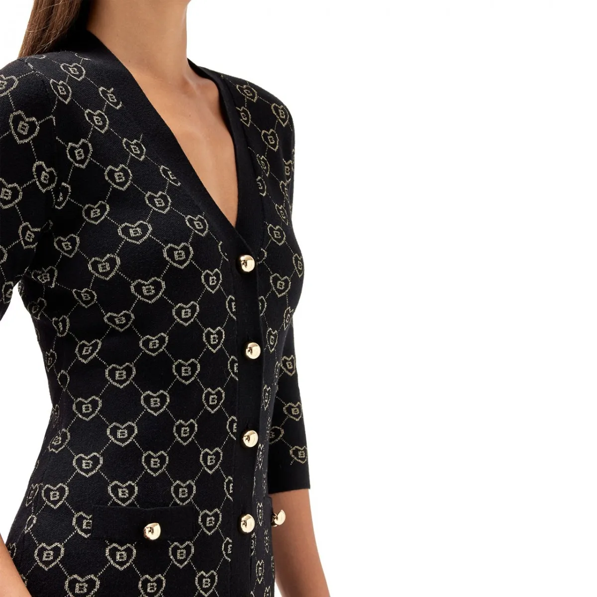 Abito In Maglia Jacquard Con Logo