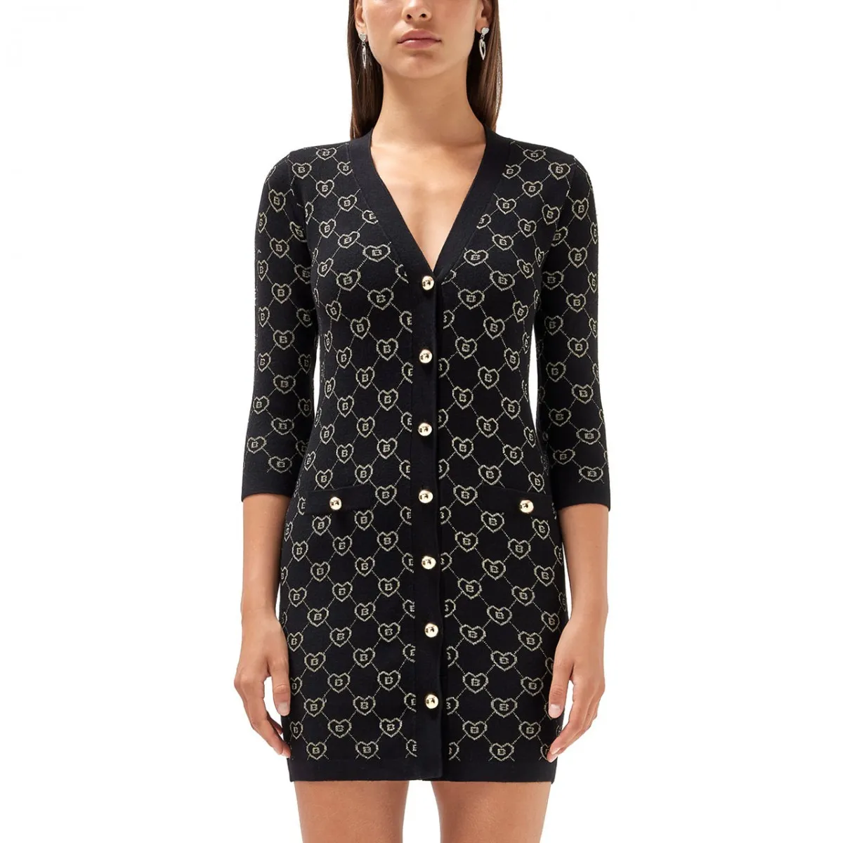 Abito In Maglia Jacquard Con Logo