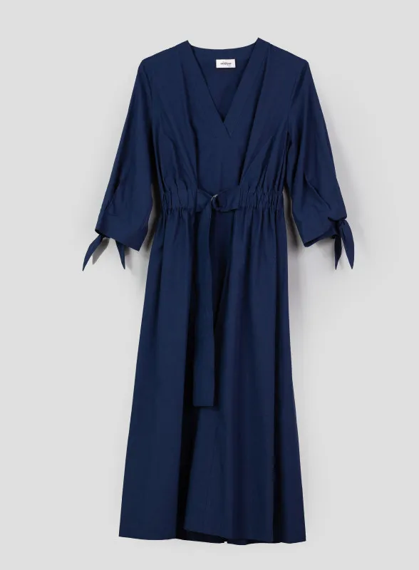 Abito midi in popeline blu  - ottod'Ame