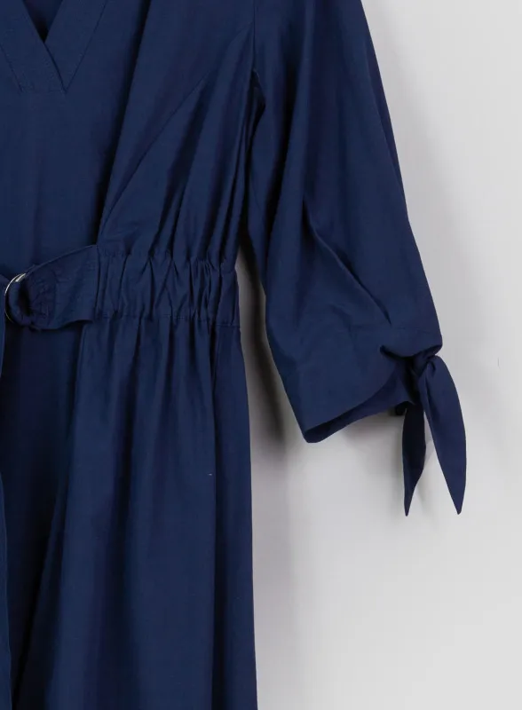 Abito midi in popeline blu  - ottod'Ame