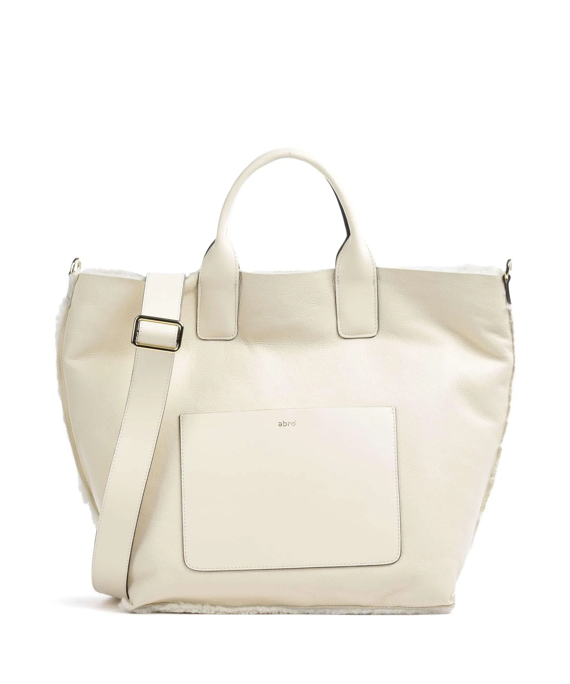  Abro Shearling Raquel Borsa a mano pelle di vacchetta grana, eco-pelliccia avorio  