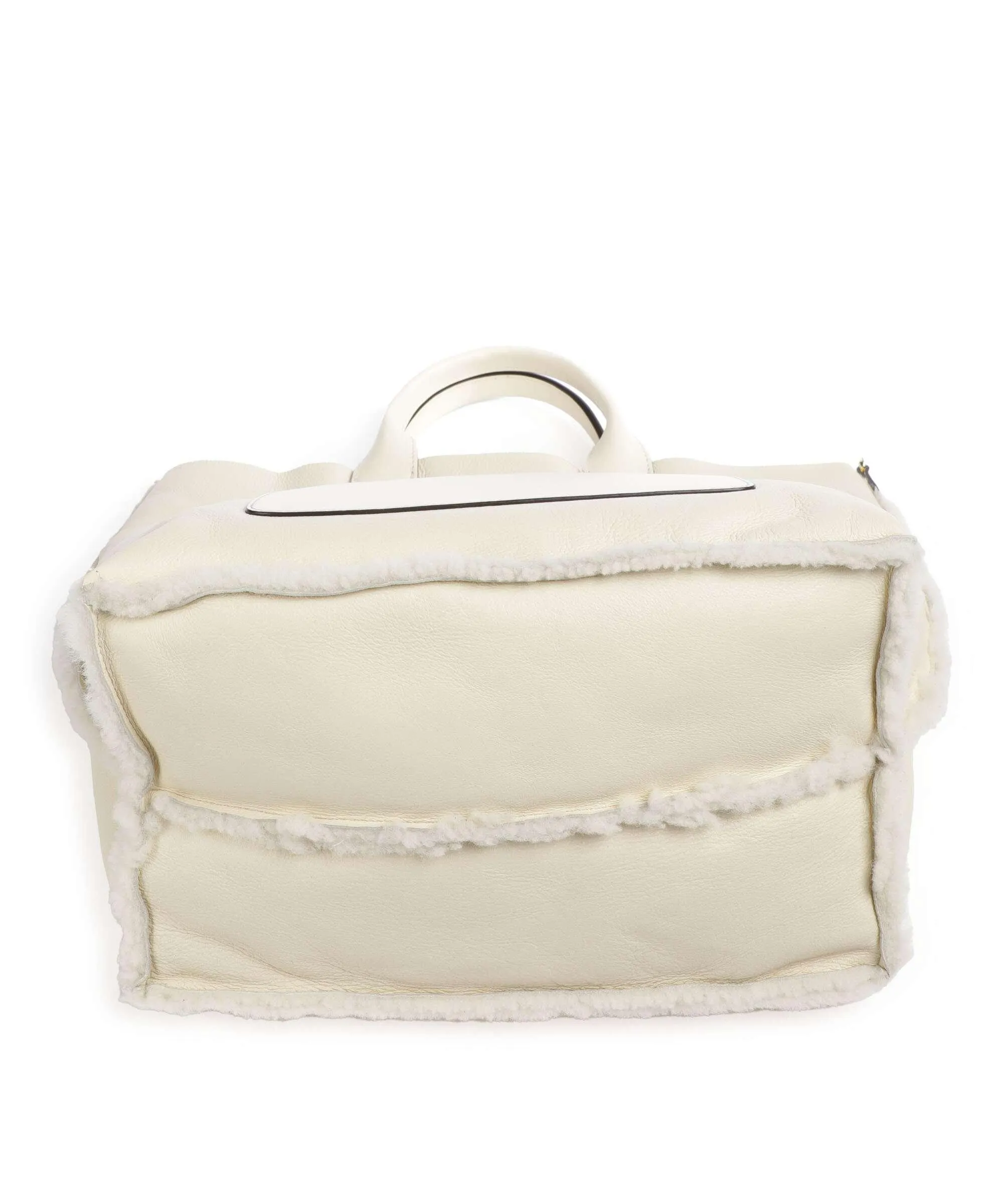  Abro Shearling Raquel Borsa a mano pelle di vacchetta grana, eco-pelliccia avorio  
