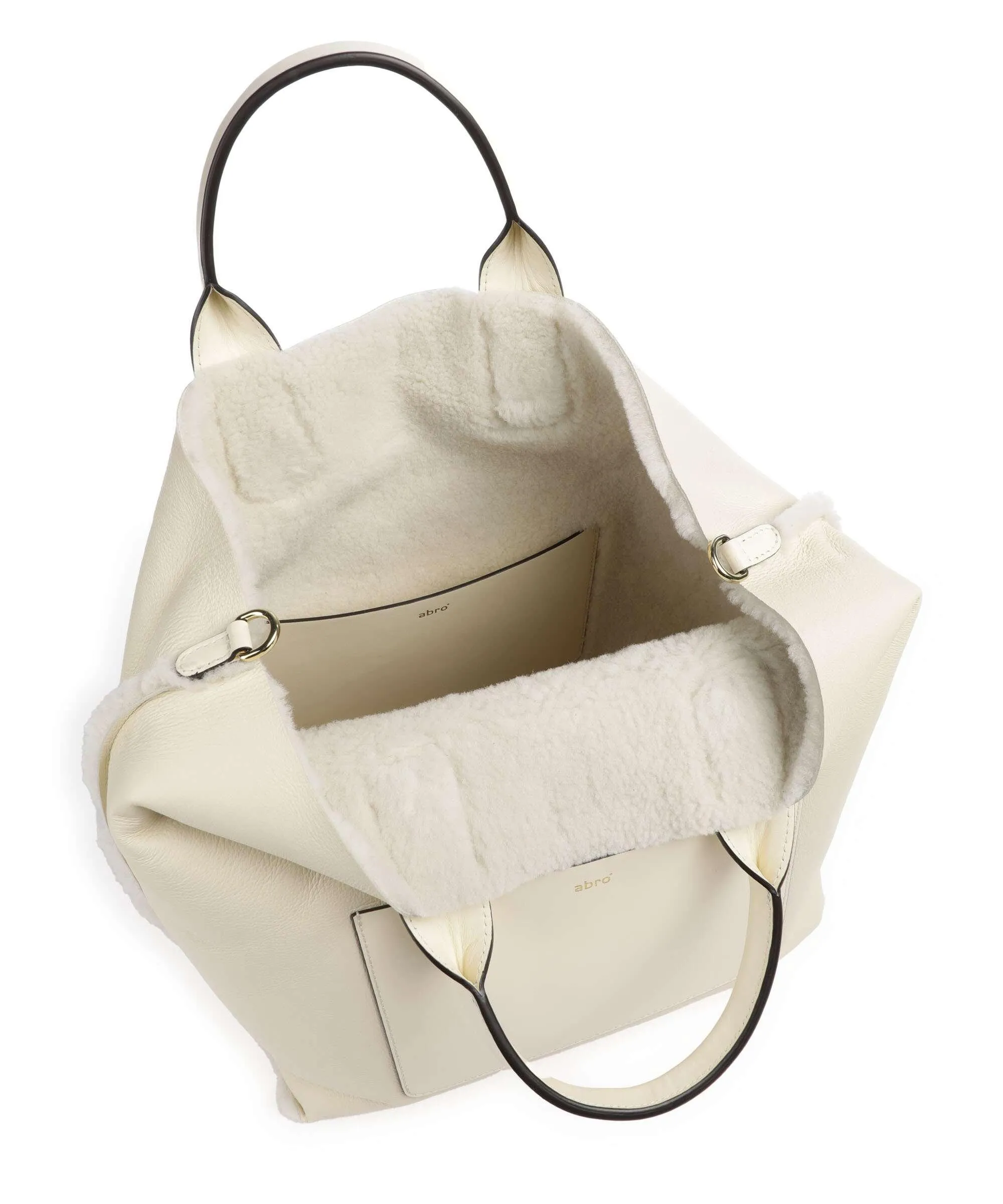  Abro Shearling Raquel Borsa a mano pelle di vacchetta grana, eco-pelliccia avorio  