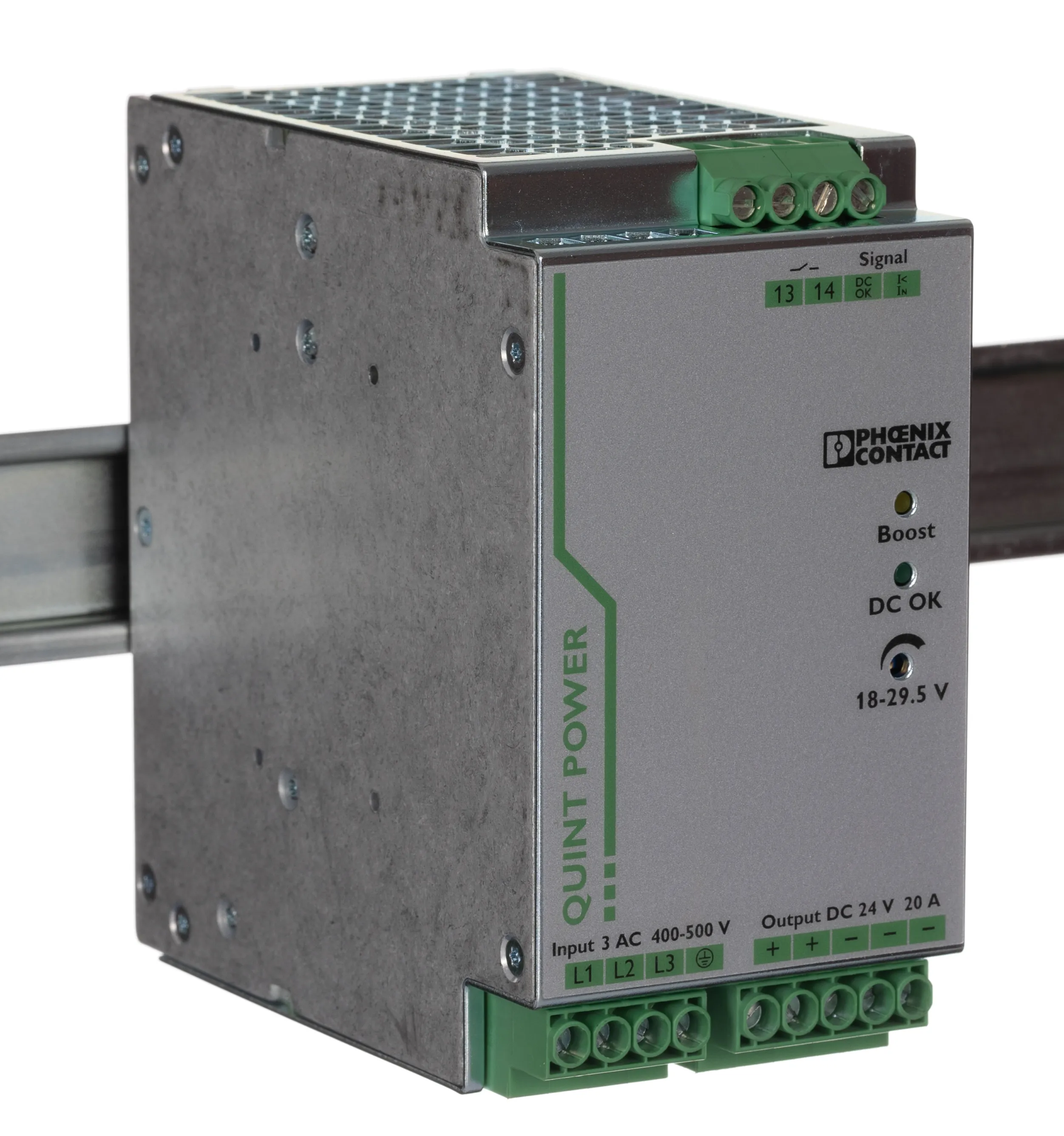 Alimentatore a montaggio su guida DIN Phoenix Contact, 24V cc, 20A, 400V ca, 480W