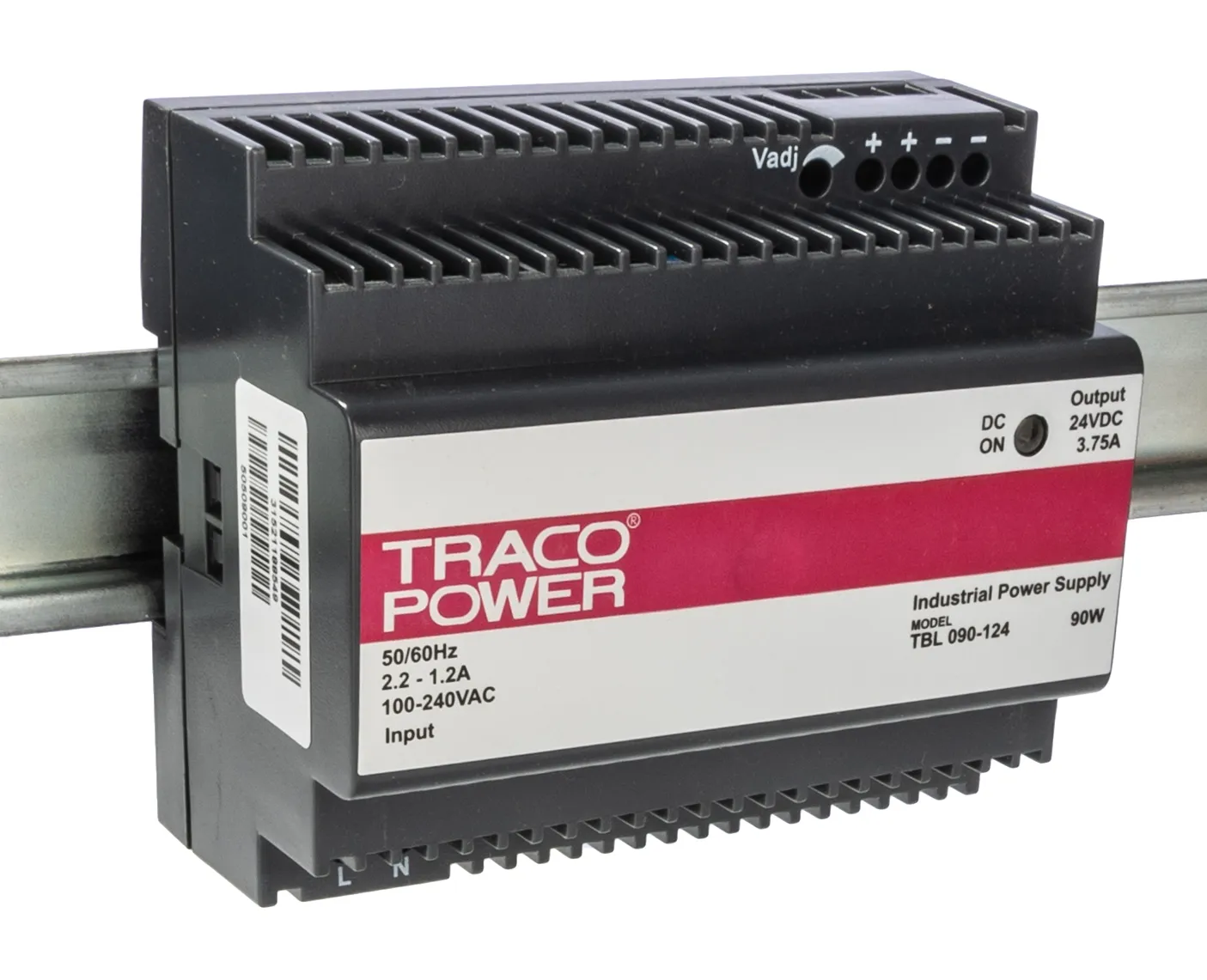 Alimentatore a montaggio su guida DIN TRACOPOWER, 24V cc, 3.75A, 85 → 264V ca, 90W