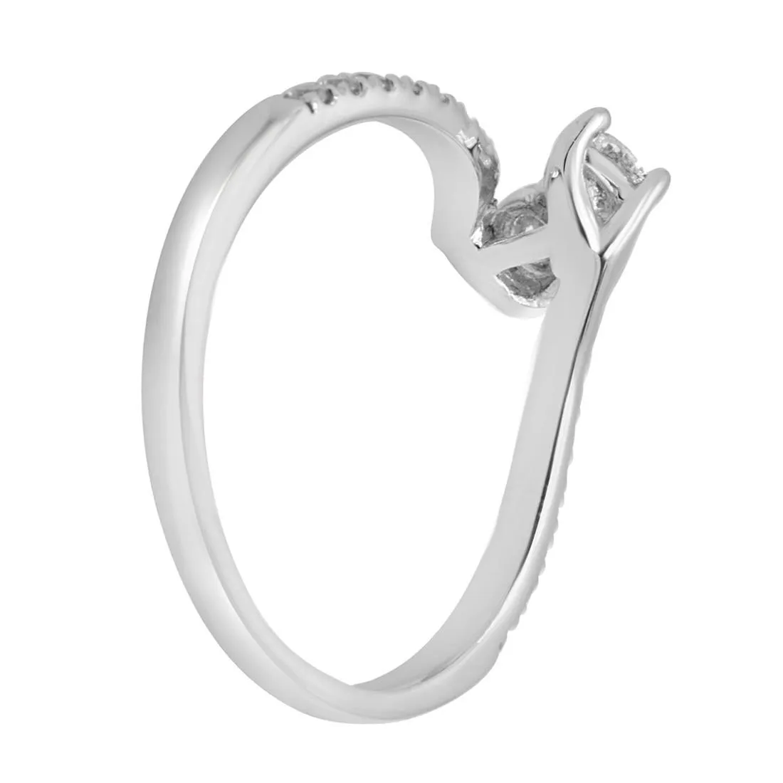 Anello contrarié in oro bianco con diamanti 0,60 ct mis 14