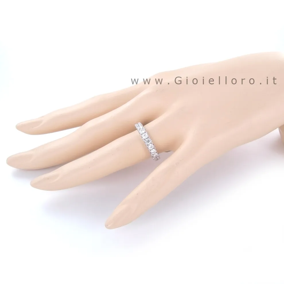 Anello Fede Eternity in oro bianco e Diamanti per ct 1.77 colore G