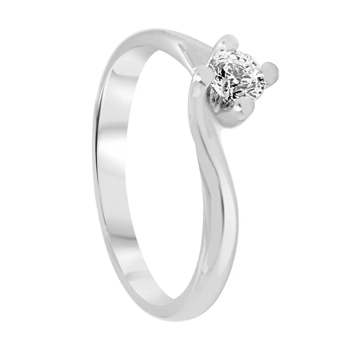 Anello solitario in oro bianco con diamante 0,15 mis 13