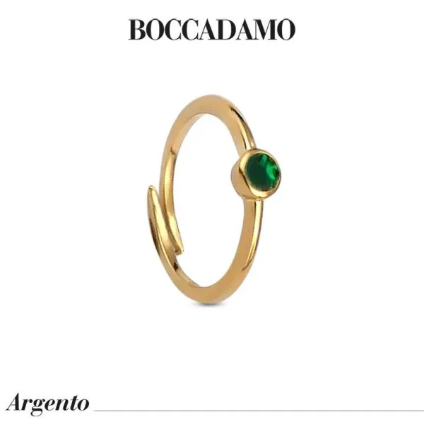 Anello solitario placcato oro giallo con zircone verde smeraldo    
