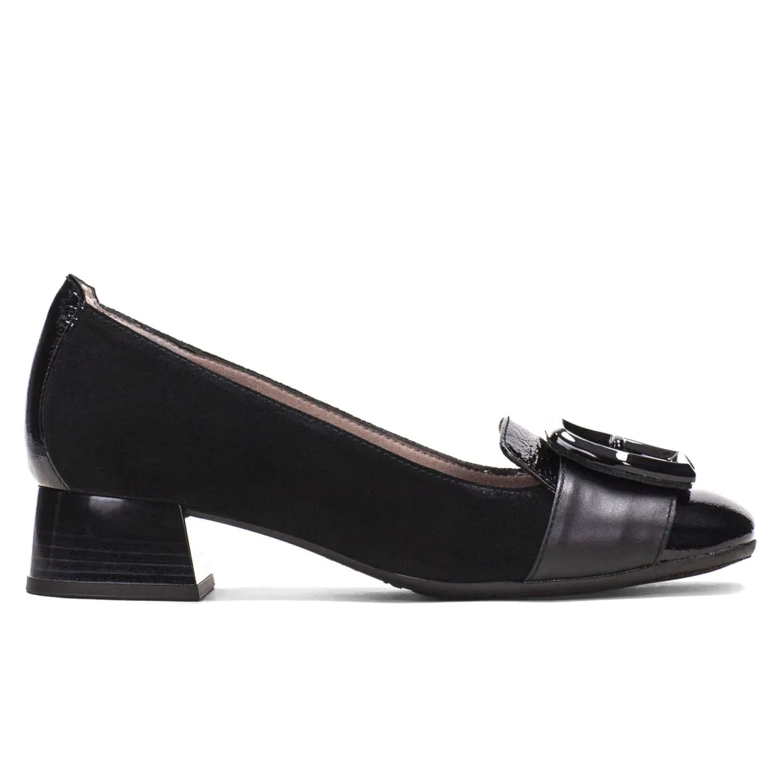 Ballerina Hispanitas Manila nero con tacco basso e fibbia
