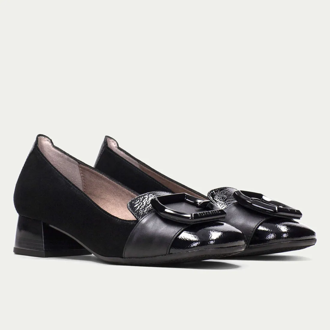 Ballerina Hispanitas Manila nero con tacco basso e fibbia