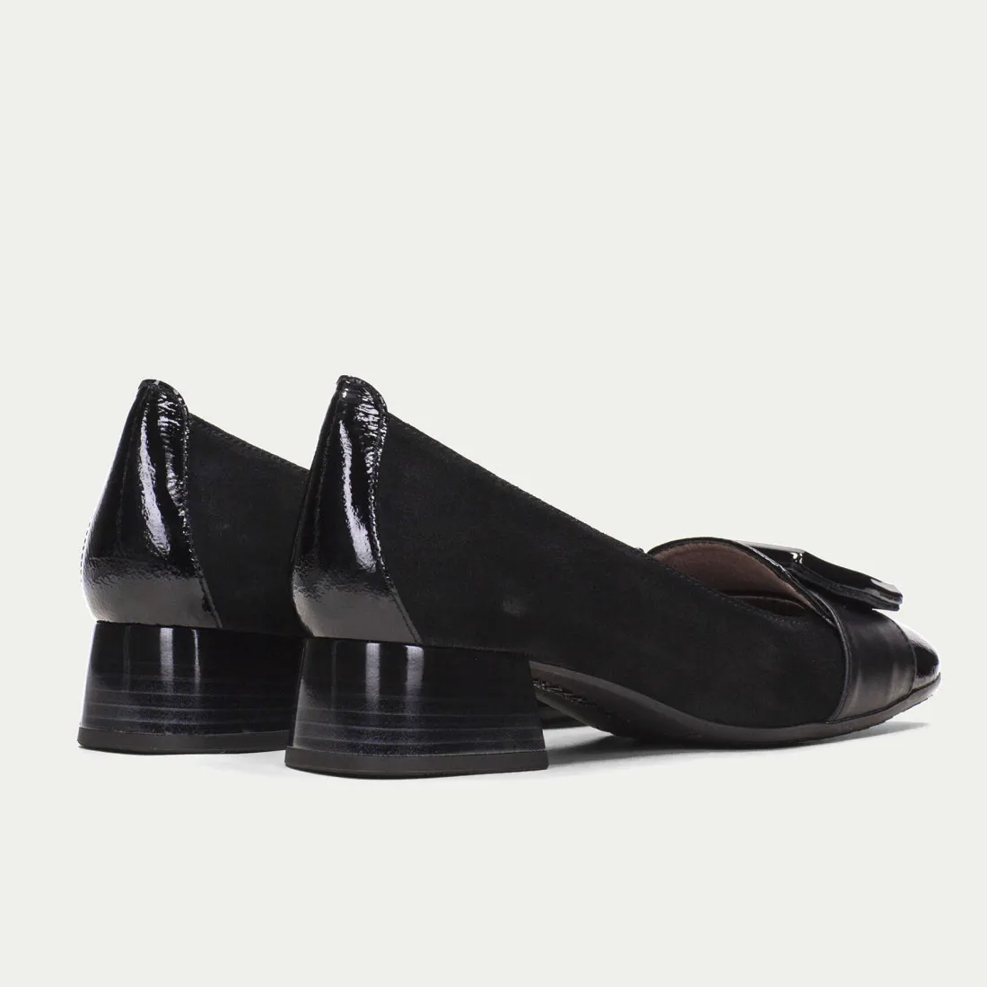 Ballerina Hispanitas Manila nero con tacco basso e fibbia
