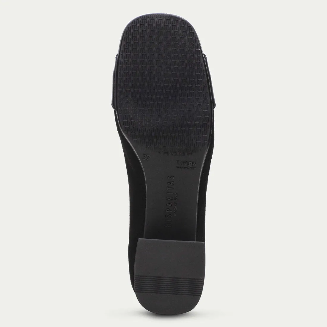 Ballerina Hispanitas Manila nero con tacco basso e fibbia