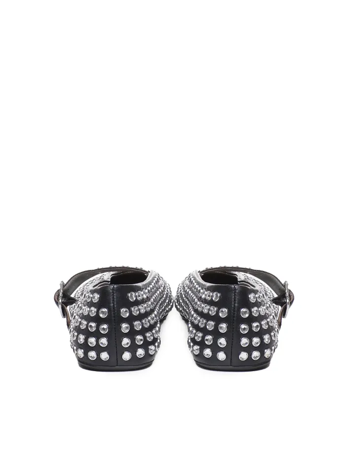 BALLERINE CON STRASS IN PELLE