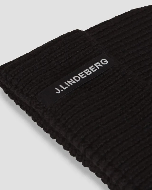 Berretto nero in lana da uomo J.Lindeberg Juan