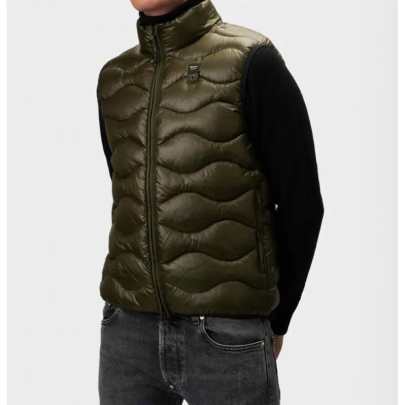 BLAUER piumino smanicato ad onde VERDE BOTTIGLIA