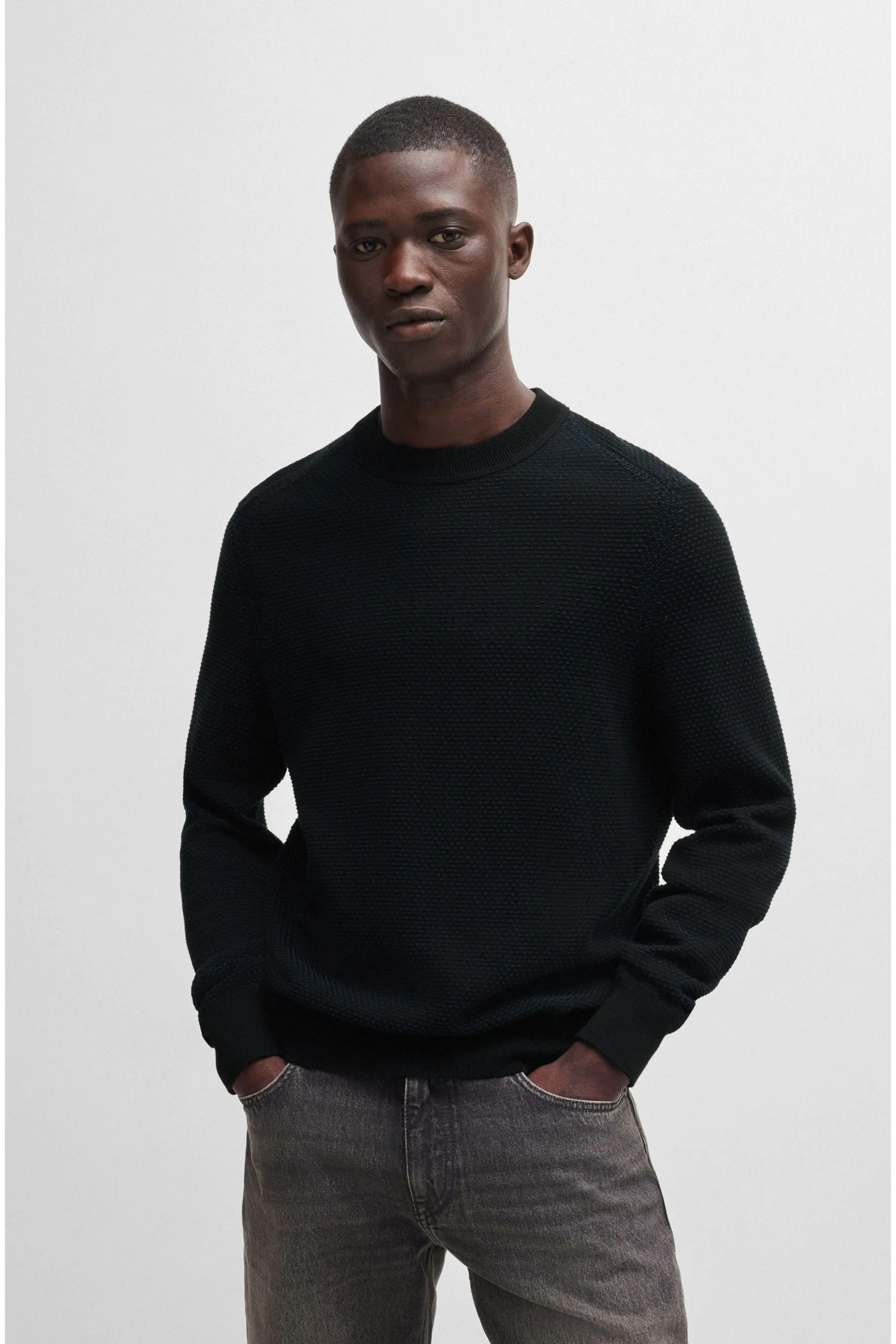 BOSS - Blend Maglia bicolore in cotone