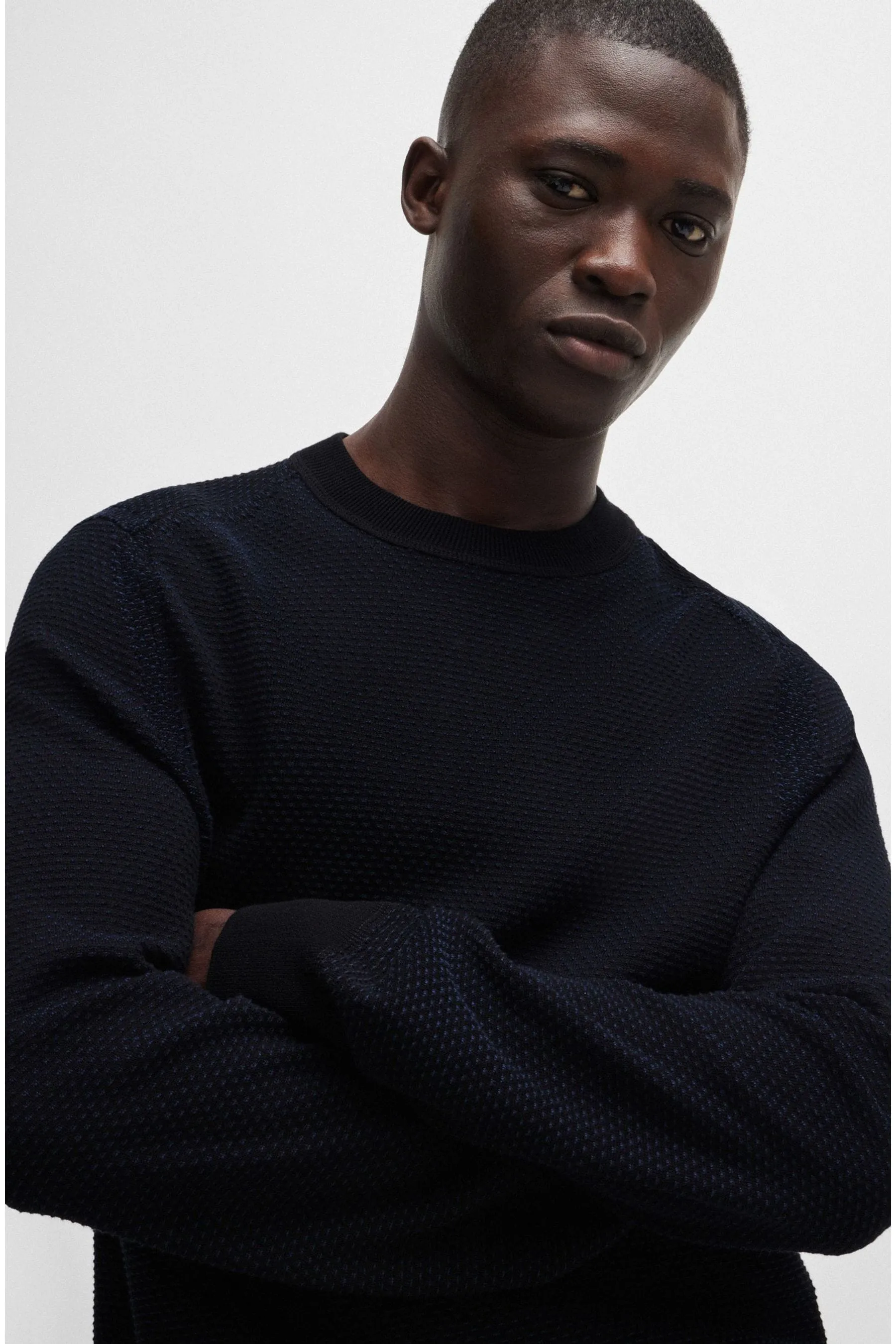 BOSS - Blend Maglia bicolore in cotone