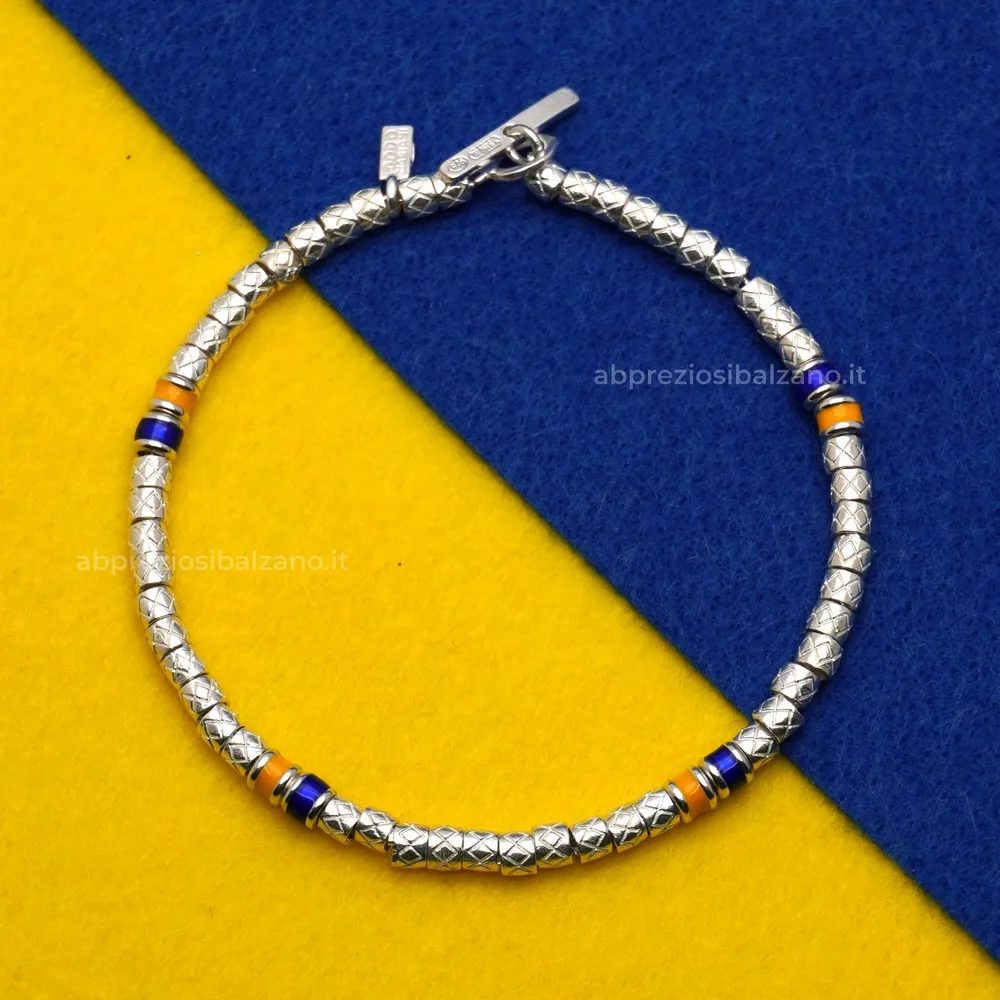 Bracciale FROSINONE CALCIO con Pigne Giallo Blu in Argento Dodo Mariani